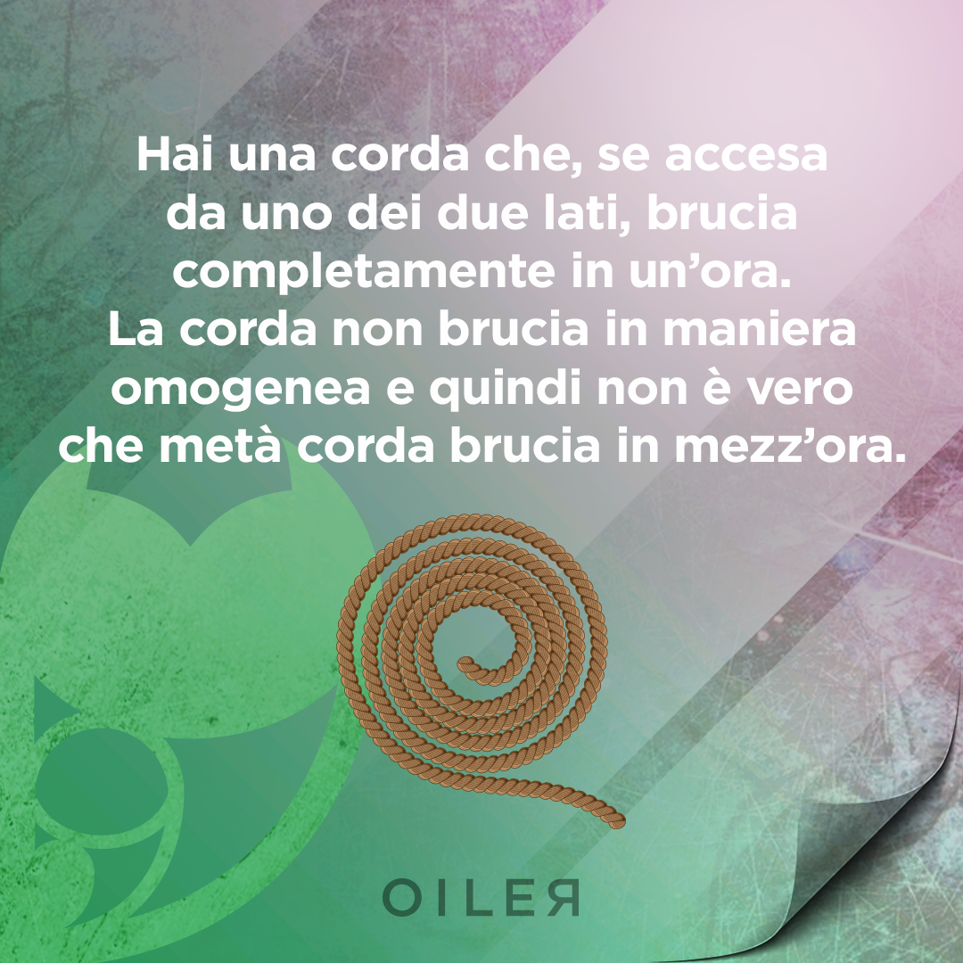 corda brucia in un ora non omogenea contare mezz'ora